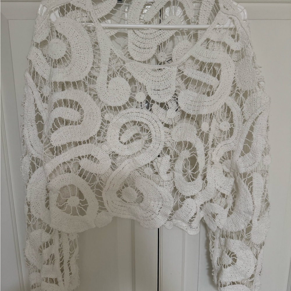 White Crochet Lace Top Size M